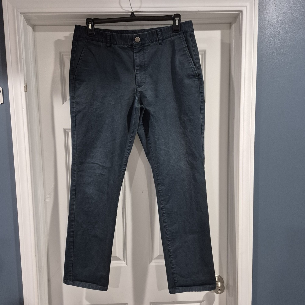 Bonobos Pants Mens 35x32 Teal Blue Green Stretch Washed Chino Trouser Preppy